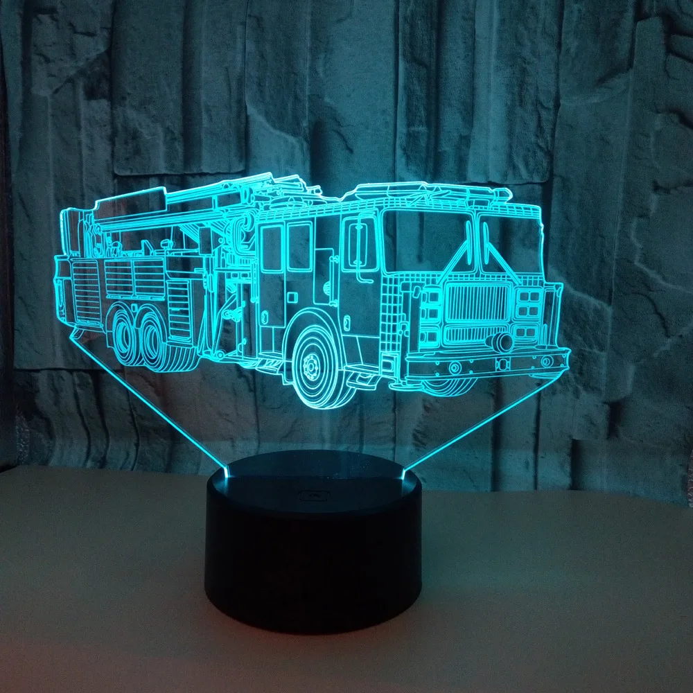 New Type Of Fire Truck 3d Lamp  Led Gradual Illusion Desk Lamp Touch And Remote Control Creative 3d Led Small Table Lamp