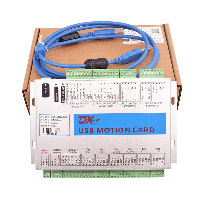 Scheda breakout XHC Mach3 Sistema di controllo supporto scheda di controllo del movimento USB a 6 assi per incisore tornio CNC