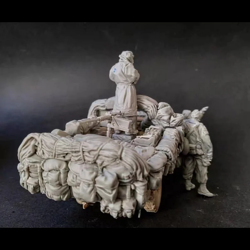 1/35 Resin Figure Unpainted model Kit, military theme, (5 people with wrap) Unassembled and unpainted GK, 648R