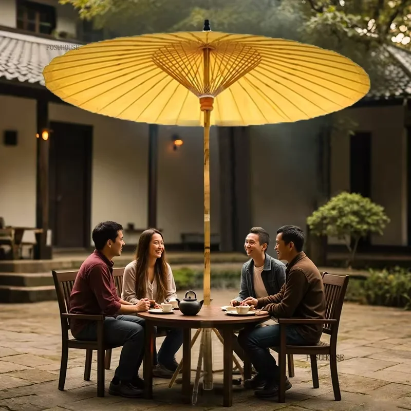 Thai Outdoor Oil Paper Umbrella Parasol Villa Patio Umbrella Outdoor Stove Tea Making Beach Parasol Commercial Stall Umbrella A