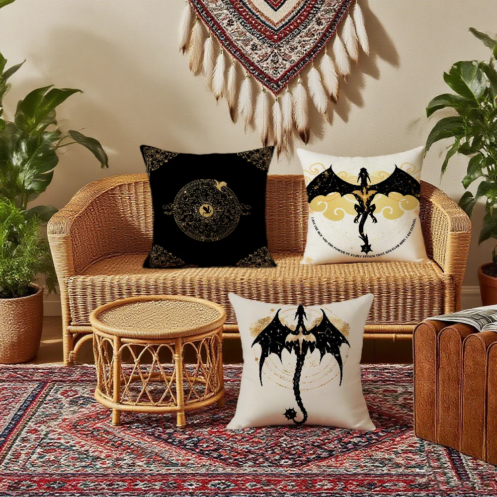 F-Fourth W-Wing Dragon Cushion Cover Bedroom Sofa Decorative Home Car Portable Cushion Cover With Zipper Soft Pillowcase