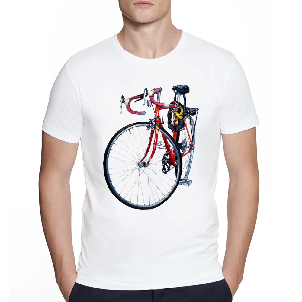 Summer Men's Creative cycling lovers Print T SHIRT Biker watercolor Painting artist T-Shirt Hipster O-neck Cool streetwear Tee