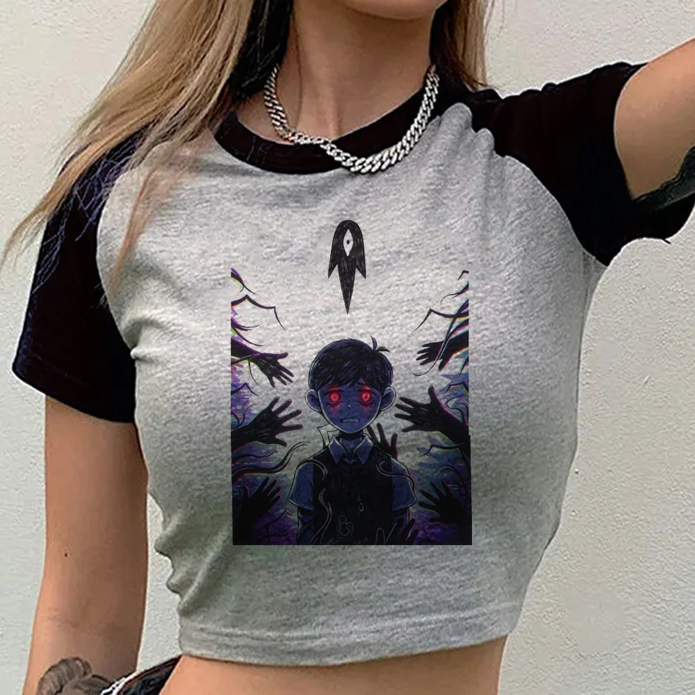 Omori crop top ladies cutecore anime grunge top tees emo cheap scene  2000s clearance sales