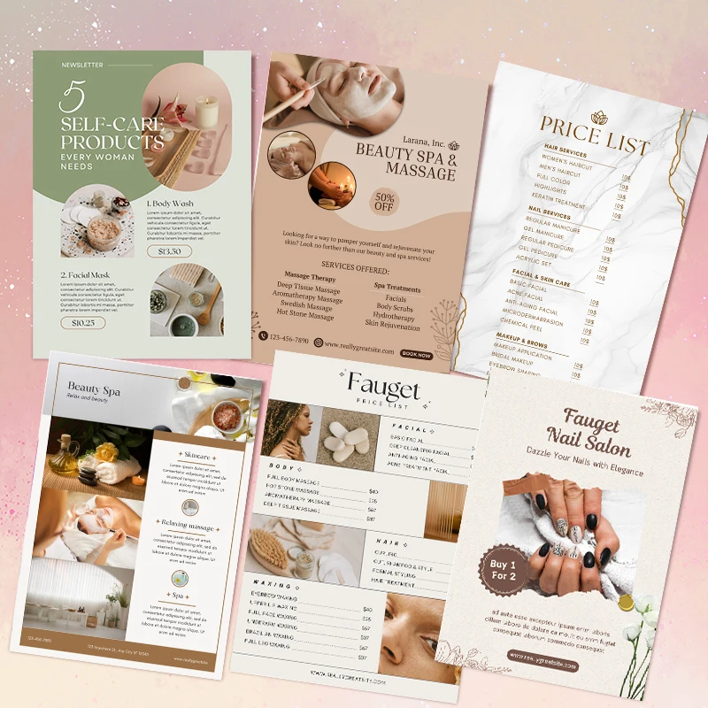 DsgnTouch Custom Beauty Flyers for Business Beauty Salon Flyer Template Printable A5 A6 Skin Care Flyer Social Media posters