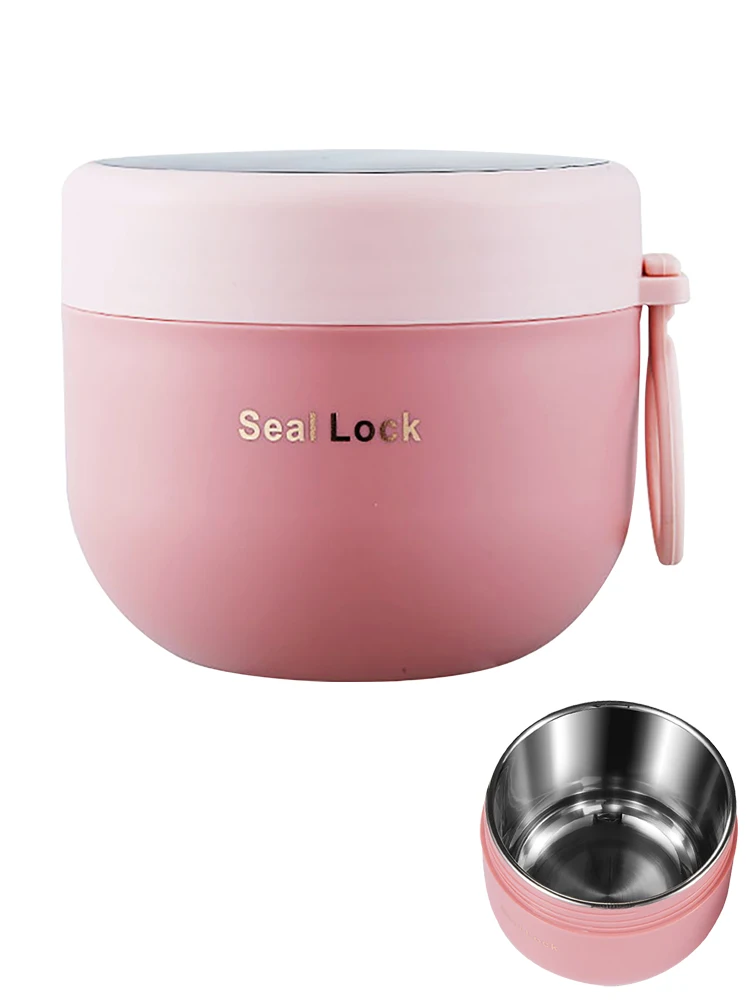 Women Men Pink Blue White Sandwich Porridge Stainless Steel Lare Capacity Portable Lunch Box Leakproof Soup For Office School