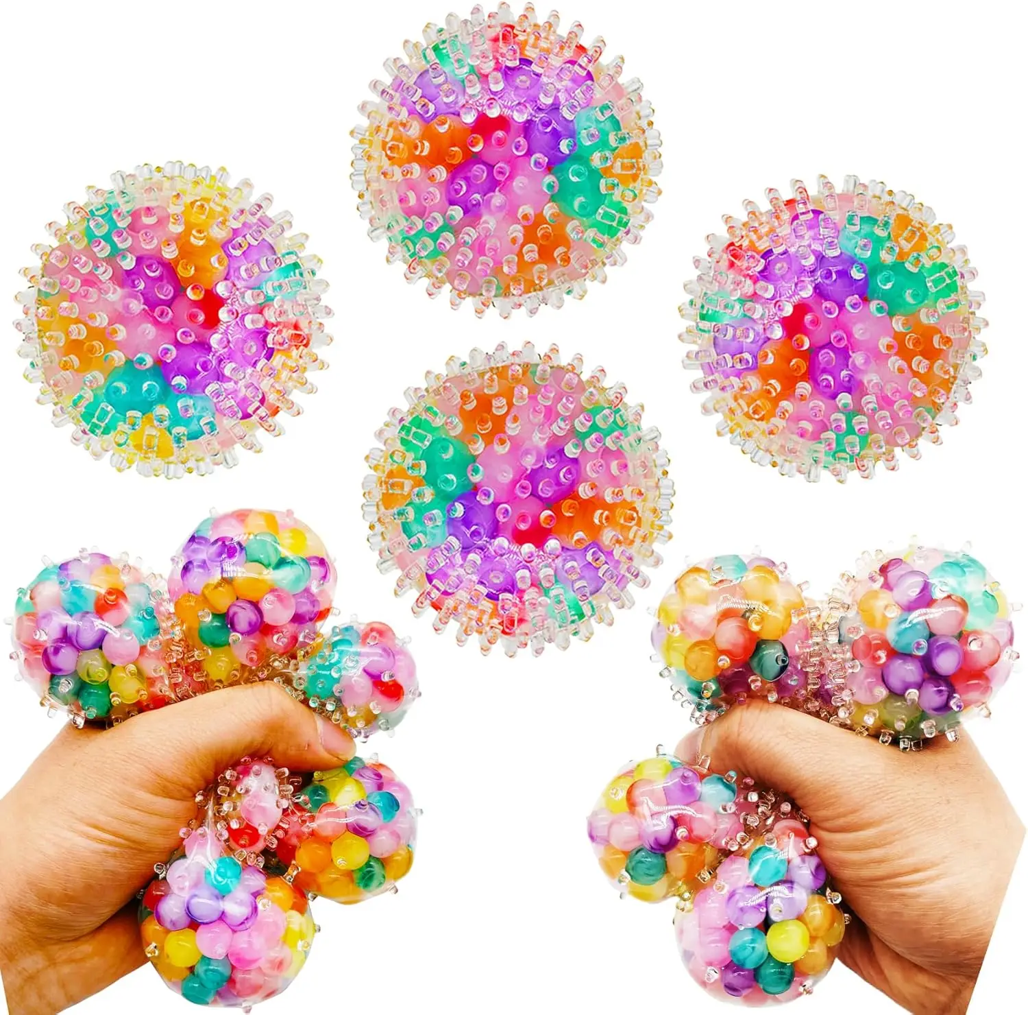 2/4 Stuks Squishy Stress Ballen Fidget Speelgoed Voor Kinderen Volwassenen Kleurrijke Water Kraal Druif Ballen Stress Squeeze ballen Geschenken