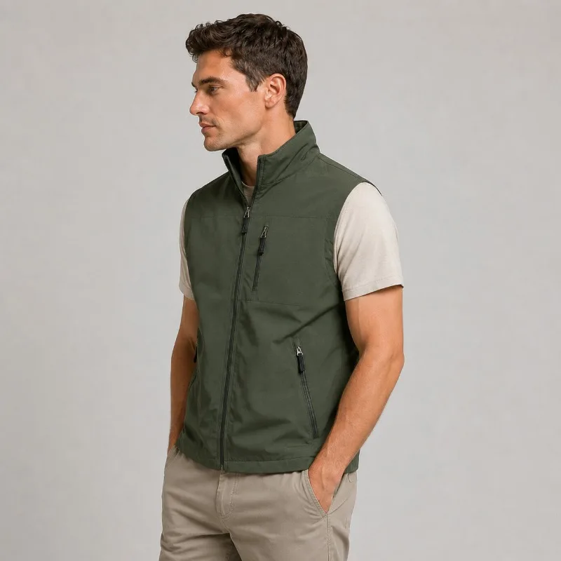 Men’s Casual Vest Lightweight Sleeveless Jacket Outdoor Multi Pocket Waistcoat for Spring Autumn Travel Fishing Workwear