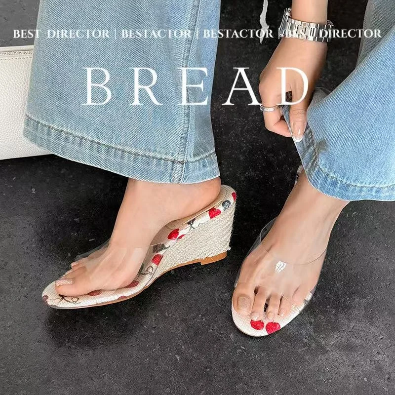 2026 new summer women sandals natural leather 22-25cm transparent pvc+sheepskin open toe mules high heel women slippers fashion