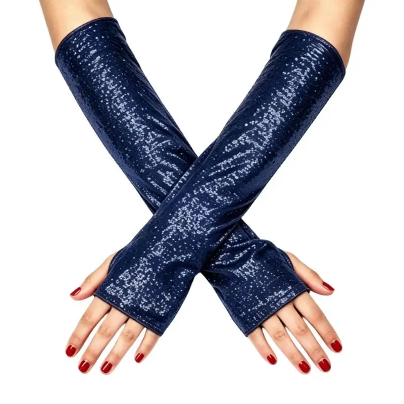 39BD Fingerless Decorative Arm Sleeves, Long Stretch Polyester Pair for Costume Styling, Dance Wear and Party Outfits
