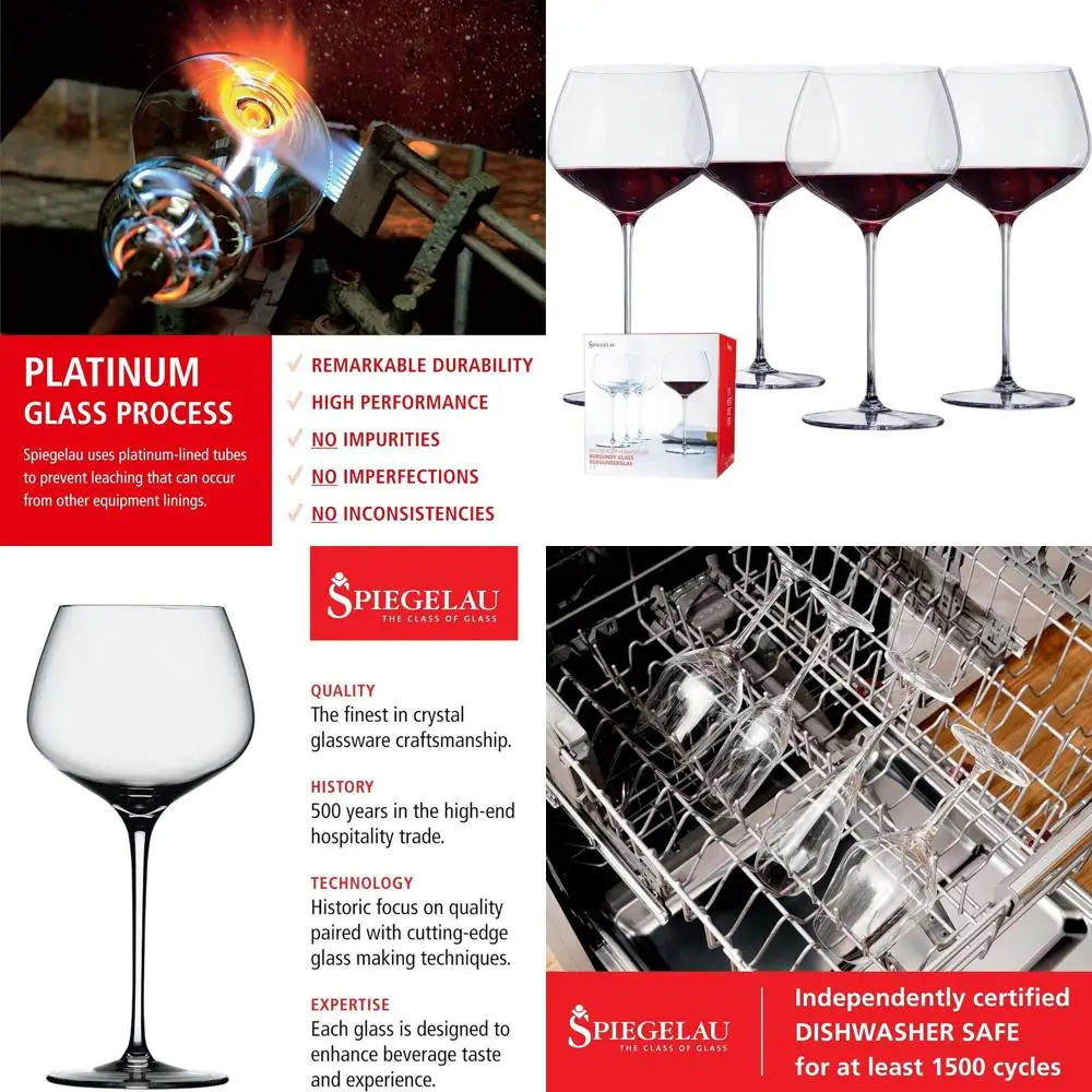 

Elegant Crystal Burgundy Glasses, 25.6 oz, Set of 4 - Perfect for Pinot Noir & Gifts