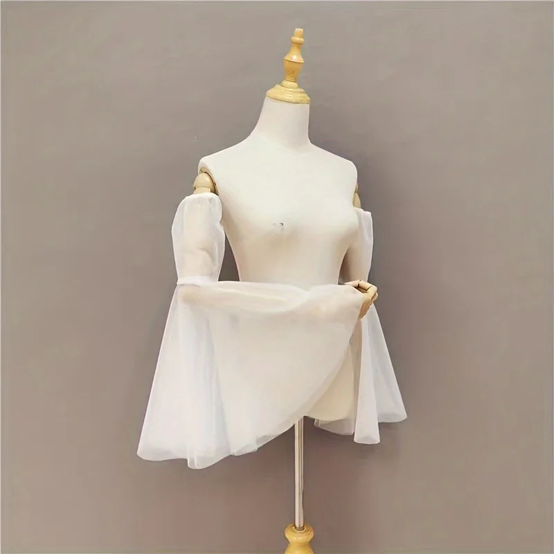 

Hand sleeves Bride single layer mesh elastic white ivory wedding dress match sleeve cover arm rotator sleeve sleeve cover