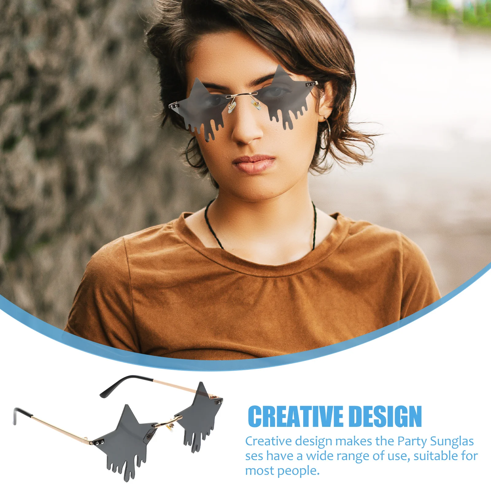 

1 Pair Sun Glasses Star-Shaped Frameless Party Eyewear For Festival Vacation Street Photo Decorative Props Party Sunglasses