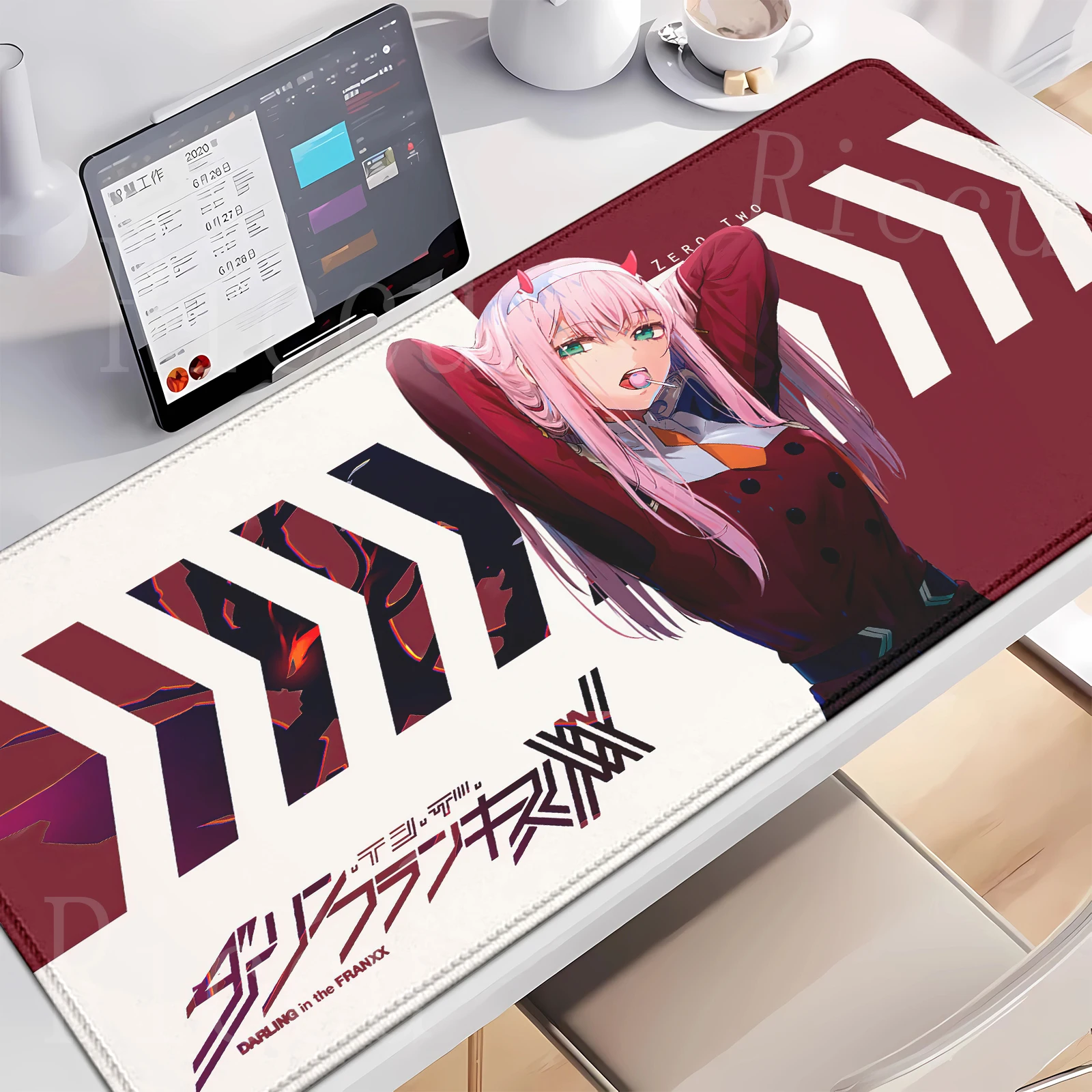

HD Office Desk interior Hentai Japan anime Mouse pad Gamer Desk Mat PCAccessories Zero Two Darling In The FranXX 02 Extended pad