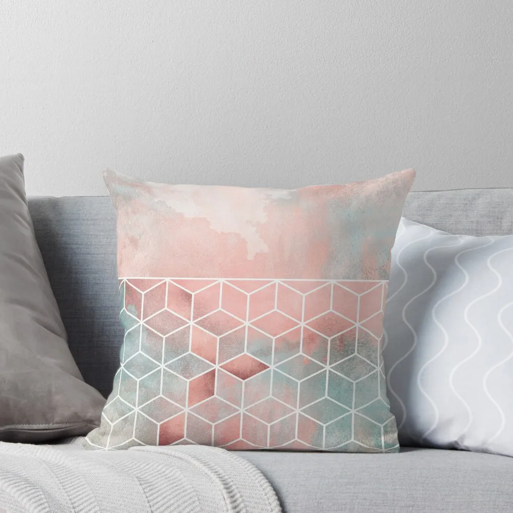

Rose Clouds And Cubes Throw Pillow pillows decor home Anime Christmas Pillow Cases Plaid Sofa pillow