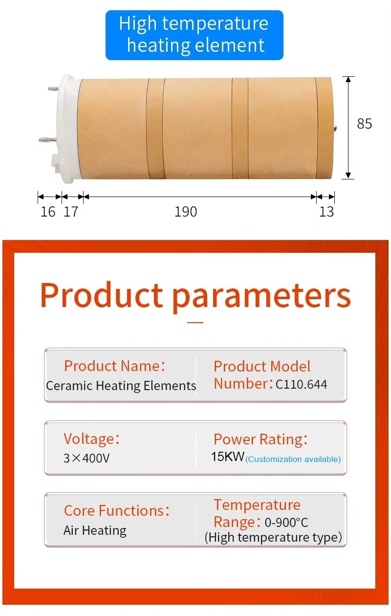 110.644 3*400V 15kw Ceramic Heating Core Heating Element for Hot Air Heater