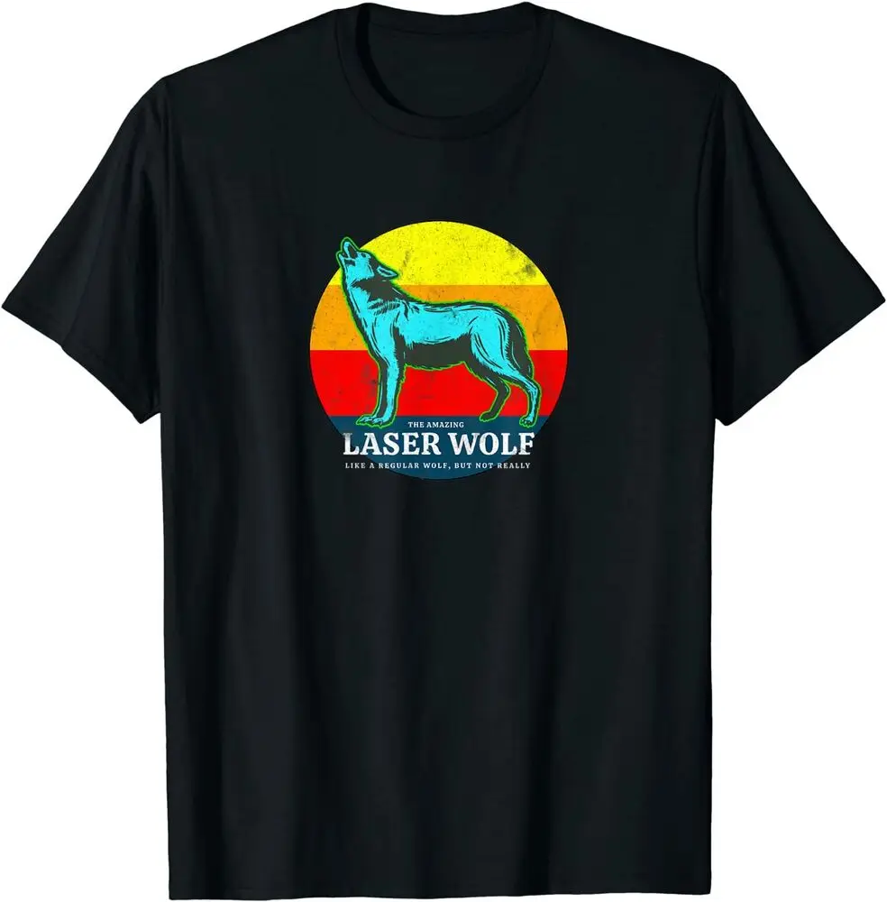 Laser Wolf Funny 1980s Beach T-Shirt ! For Men Clothing Women Short Sleeve Tees Vintage High Quality 100%Cotton