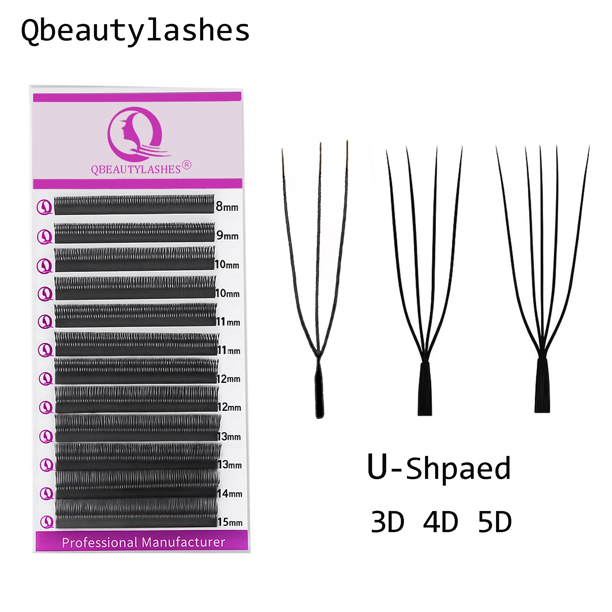 Qbeautyelashes U على شكل YY 3D 4D 5D W رموش تمديد YY طبيعة بلوم الرموش الصناعية المشجعين مسبقة الصنع أدوات التجميل #1