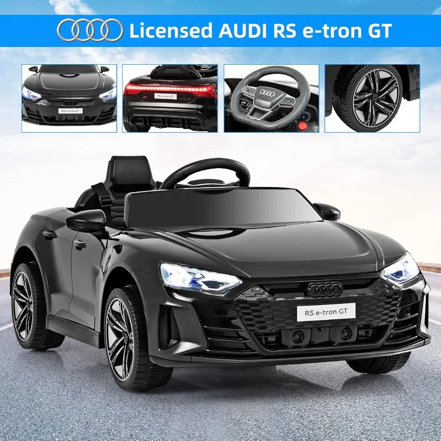 Veicolo elettrico Audi RS e-tron GT con licenza 12V Ride On Car con telecomando Giocattolo alimentato a batteria per bambini con sospensione a 4 ruote