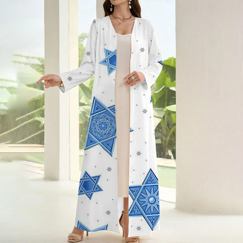 Women Islamic Clothing Abaya Trumpet Sleeve One-piece Dress Muslim Dubai Saudi Luxury Robe Elegant Printing Ramadan Abaya Dress