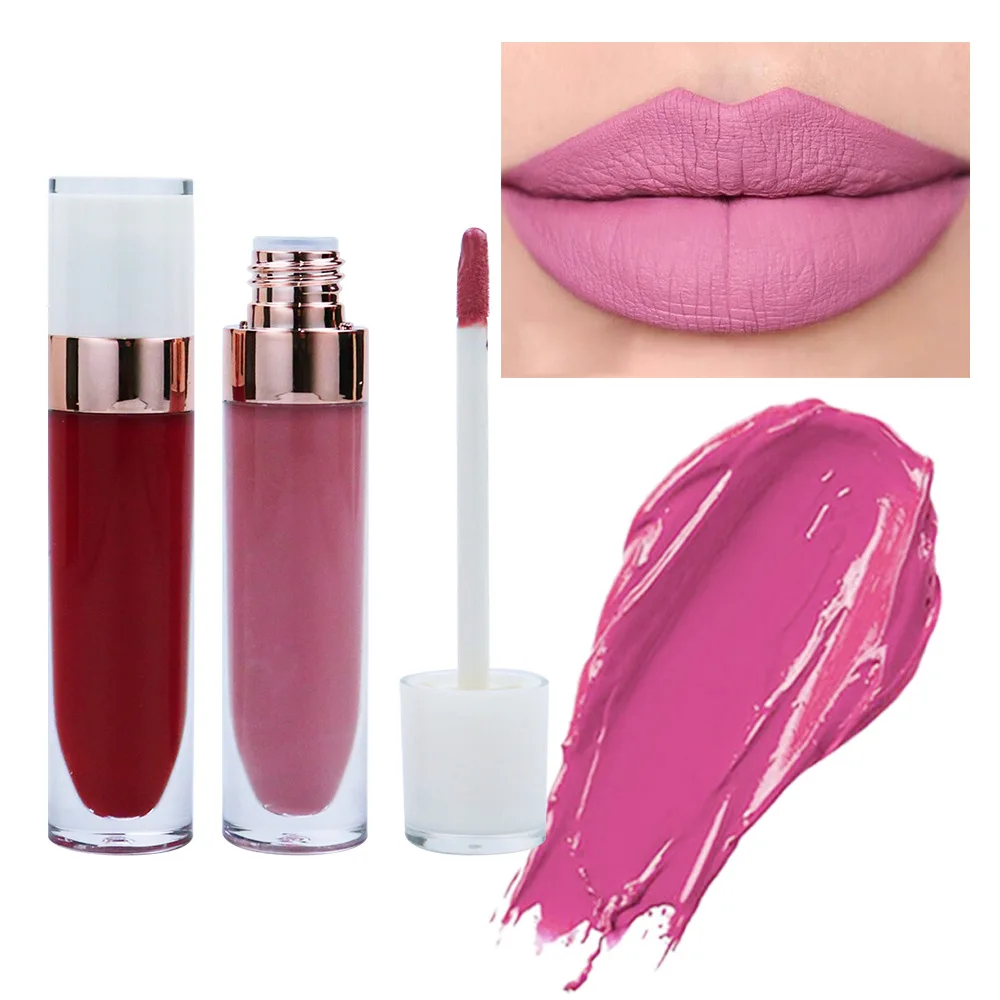 Lápiz labial líquido resistente al agua, maquillaje de etiqueta privada, brillo de labios rosa, tinte labial de seda mate, brillo de labios rojo blanco Sexy a granel