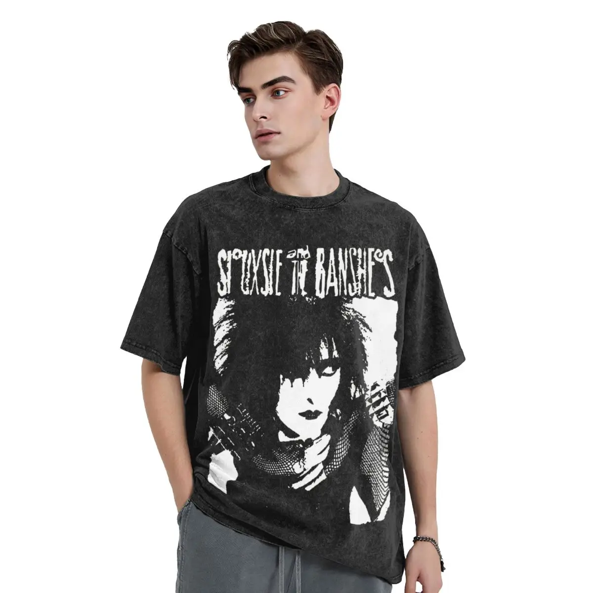 เสื้อยืดผู้ชาย siouxsie and The Banshees (4) ล้างเสื้อยืดฮิปฮอปฤดูร้อนเสื้อยืดออกแบบย้อนยุค Y2K เสื้อลำลองของขวัญ