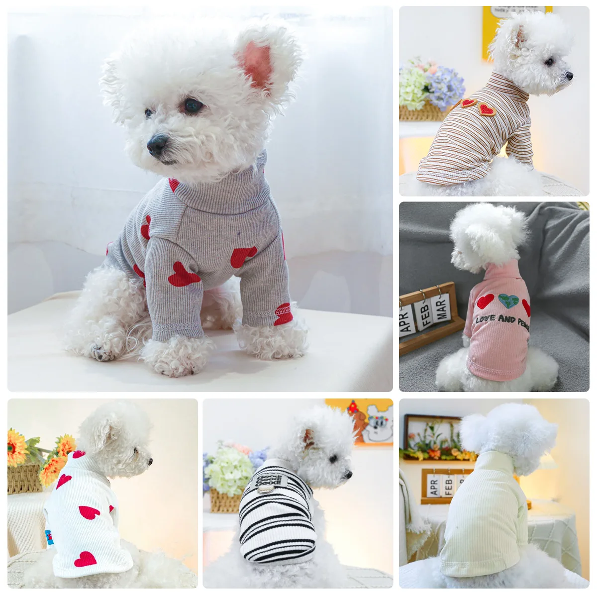 

Pet clothes, small dogs, cats, comfortable autumn and winter home dog clothes, letter base shirts, collection, teddy bears, tedd