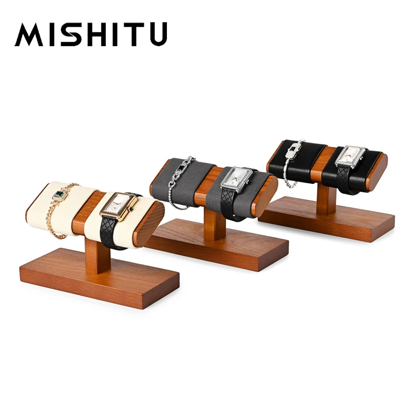 MISHITU 시계 디스플레이 스탠드, T자형 쥬얼리 거치대, 손목 시계 스트레이지 랙, 팔찌 쥬얼리 디스플레이 소품, 더블 시계 랙