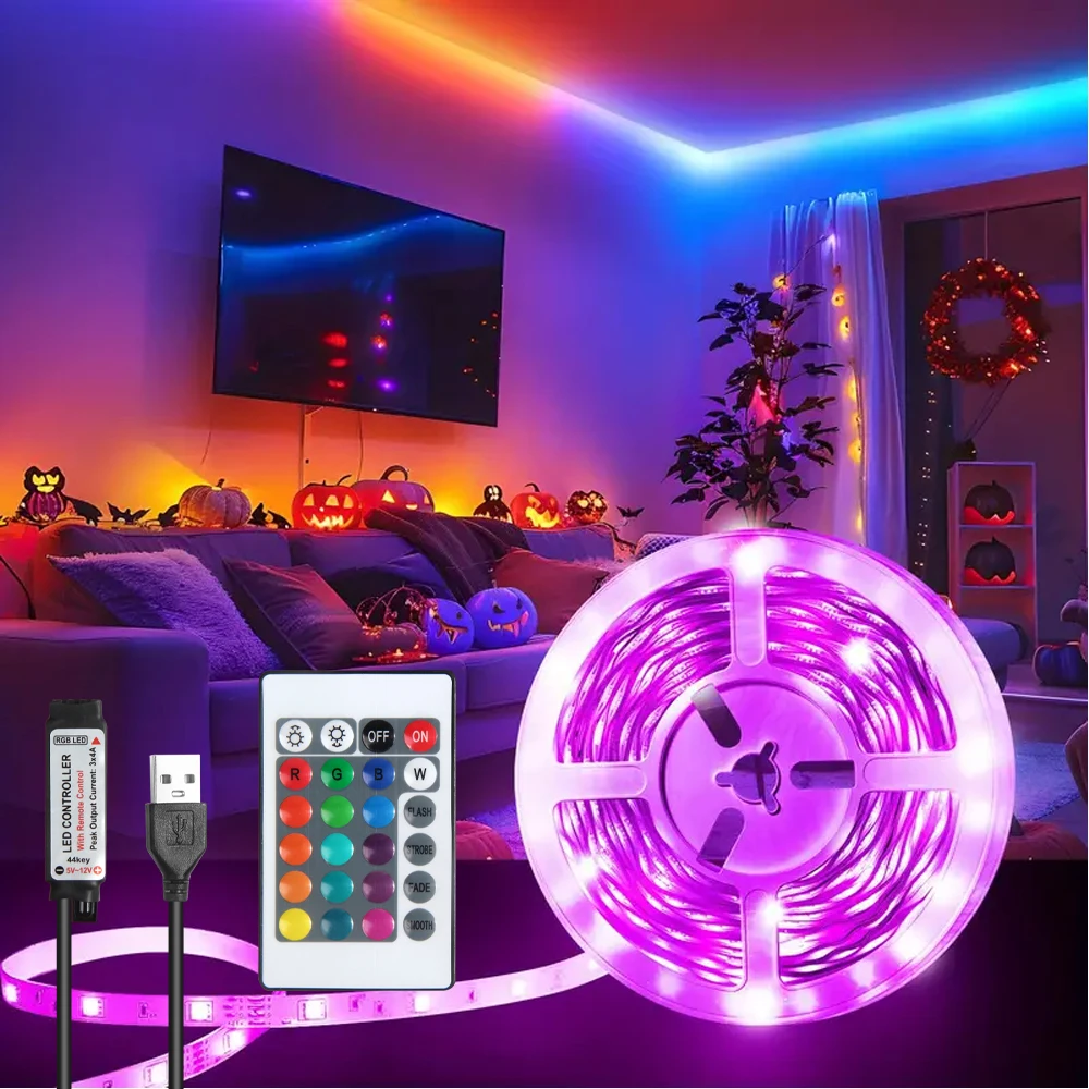 USB LED Strip Lights RGB 5050 Color Changing App Control Flexible LED Lamp Ribbon For Room Decor TV BackLight Diode Tape