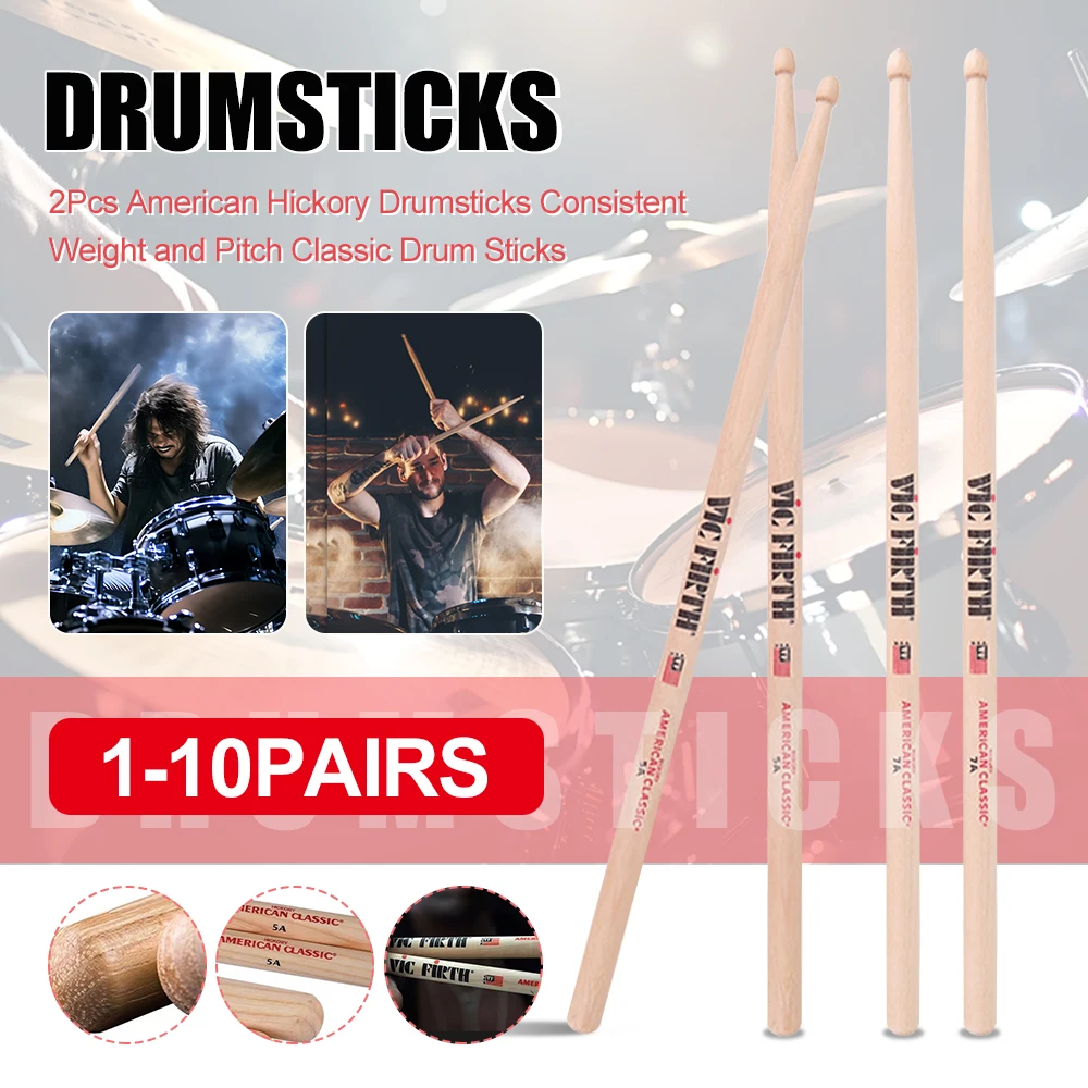 1-10 palu berat konsisten dan Pitch Jazz stik Drum American Hickory stik Drum klasik aksesori perkusi