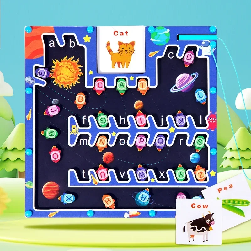 Montessori Magnetic Alphabet Maze Letter Puzzle regali per bambini parcheggio Puzzle per bambini giocattoli per ragazze in età prescolare per bambini