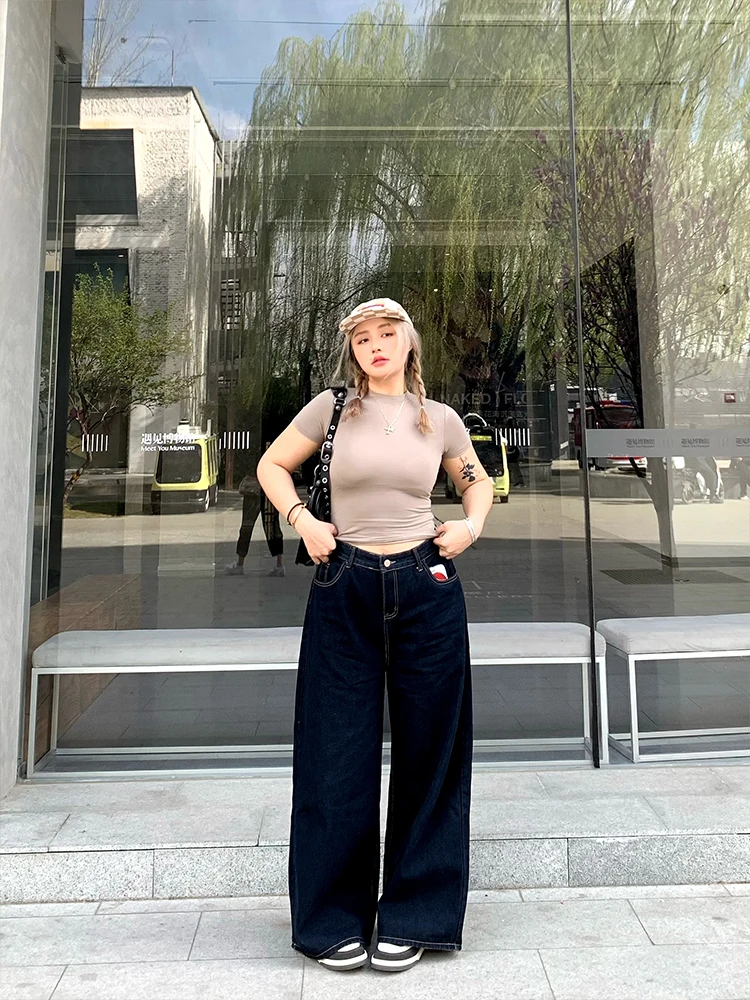 

LTGIRL2025 Прямые джинсы с высокой талией, женские свободные широкие брюки длиной до пола, модные универсальные повседневные брюки