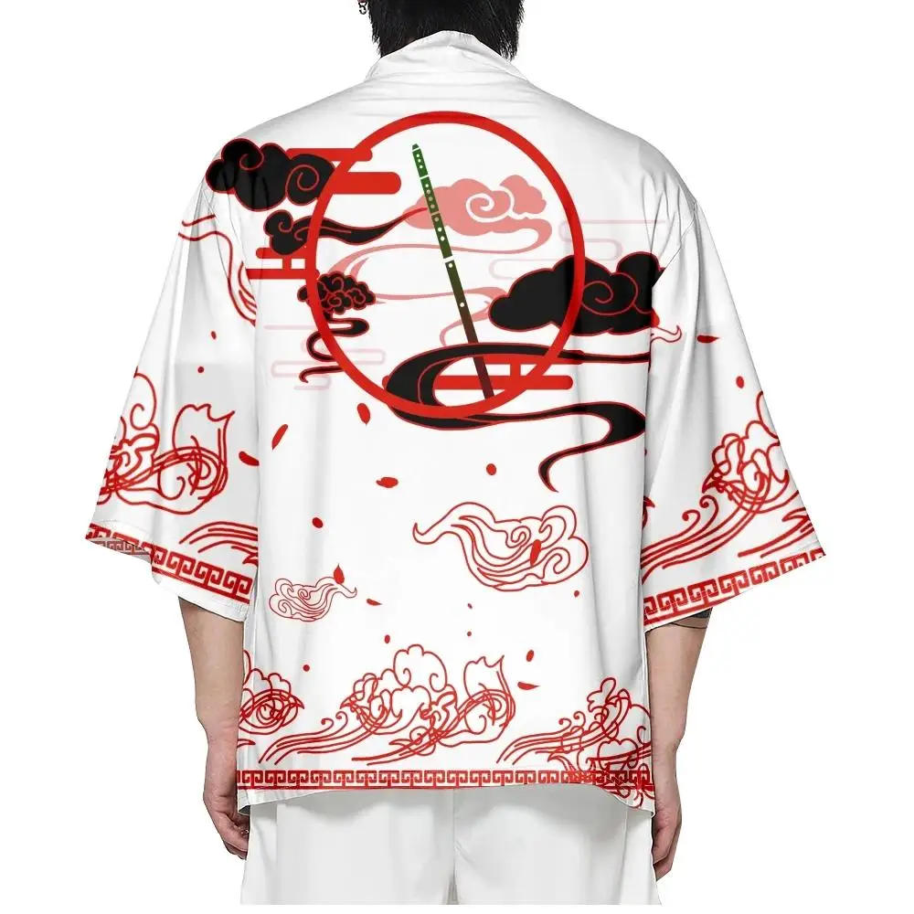Cardigan Traditional Clothes Beach Haori Yukata Japanese Demon Print Cosplay Kimono Streetwear Men Women
