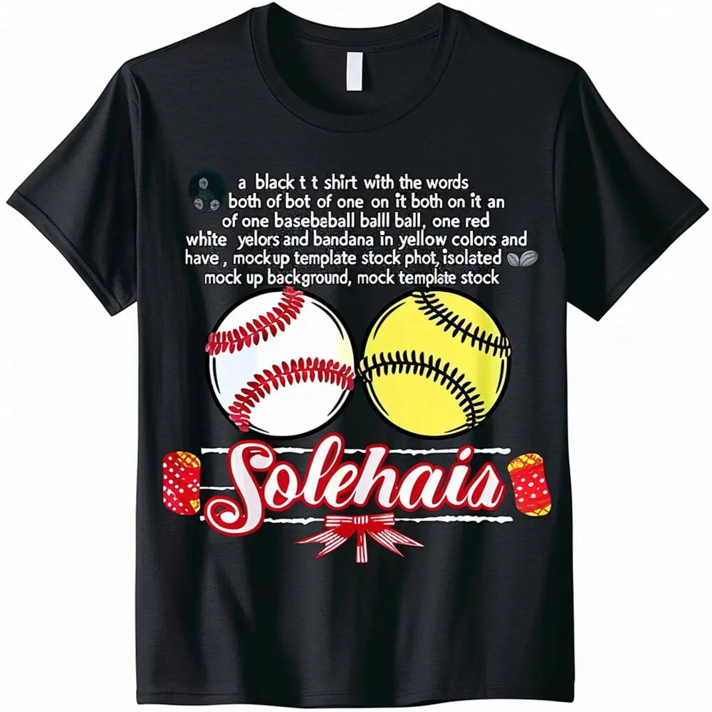 Unique Mom of Both Softball Bandana TShirt in Red White Yellow Solecia