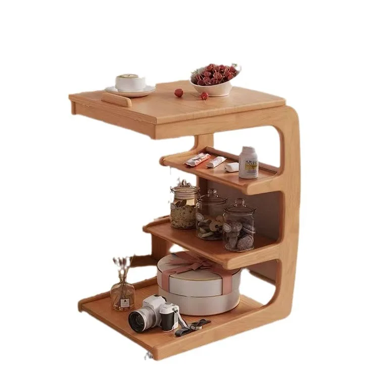 Solid wood sofa edge few movable side cabinets with wheels, bedside shelves, household corner cabinets