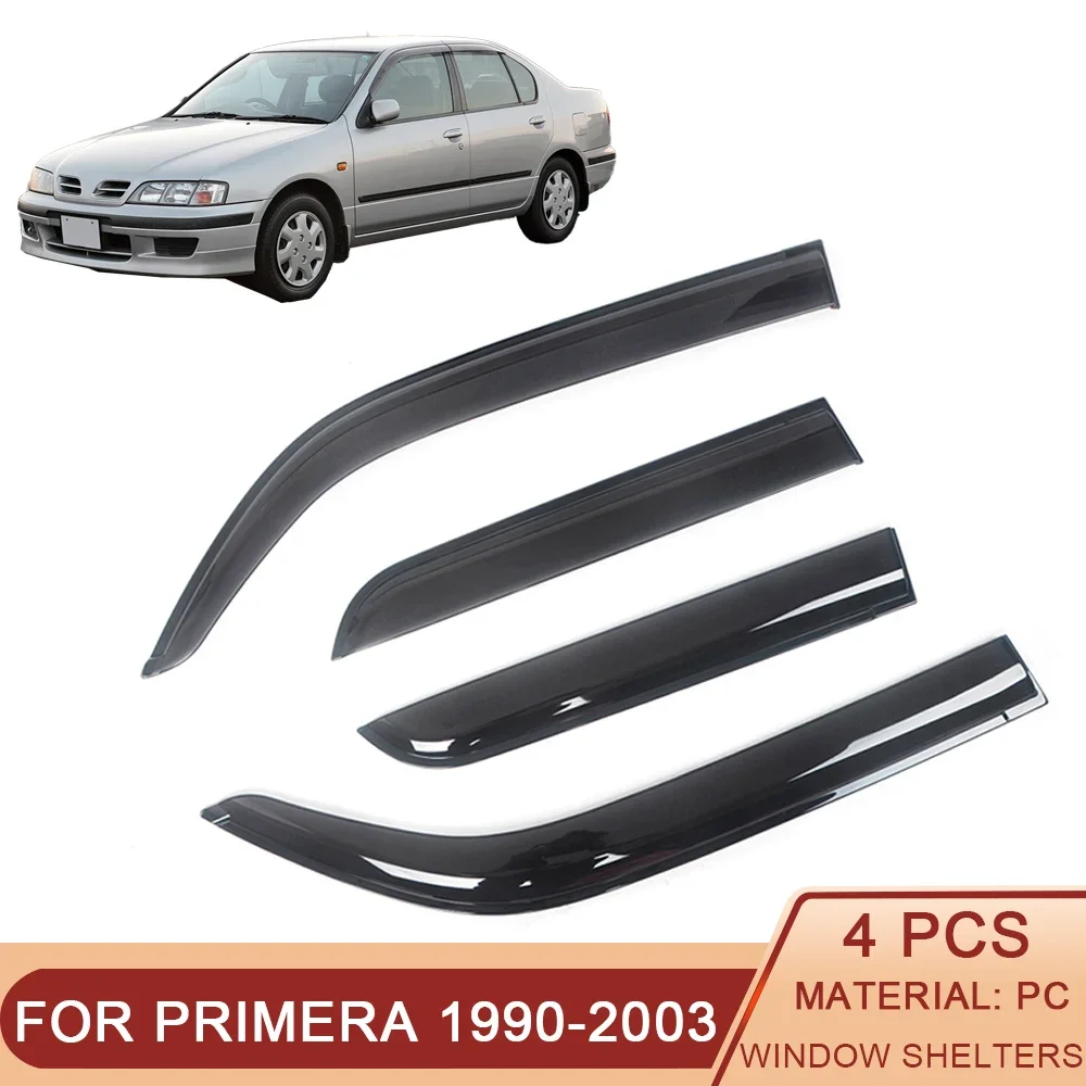 For Nissan Primera P10 P11 P12 1990-2007 Side Window Wind Deflector Visors Black Rain Guard Door Visor Vent Shades Ventvisor