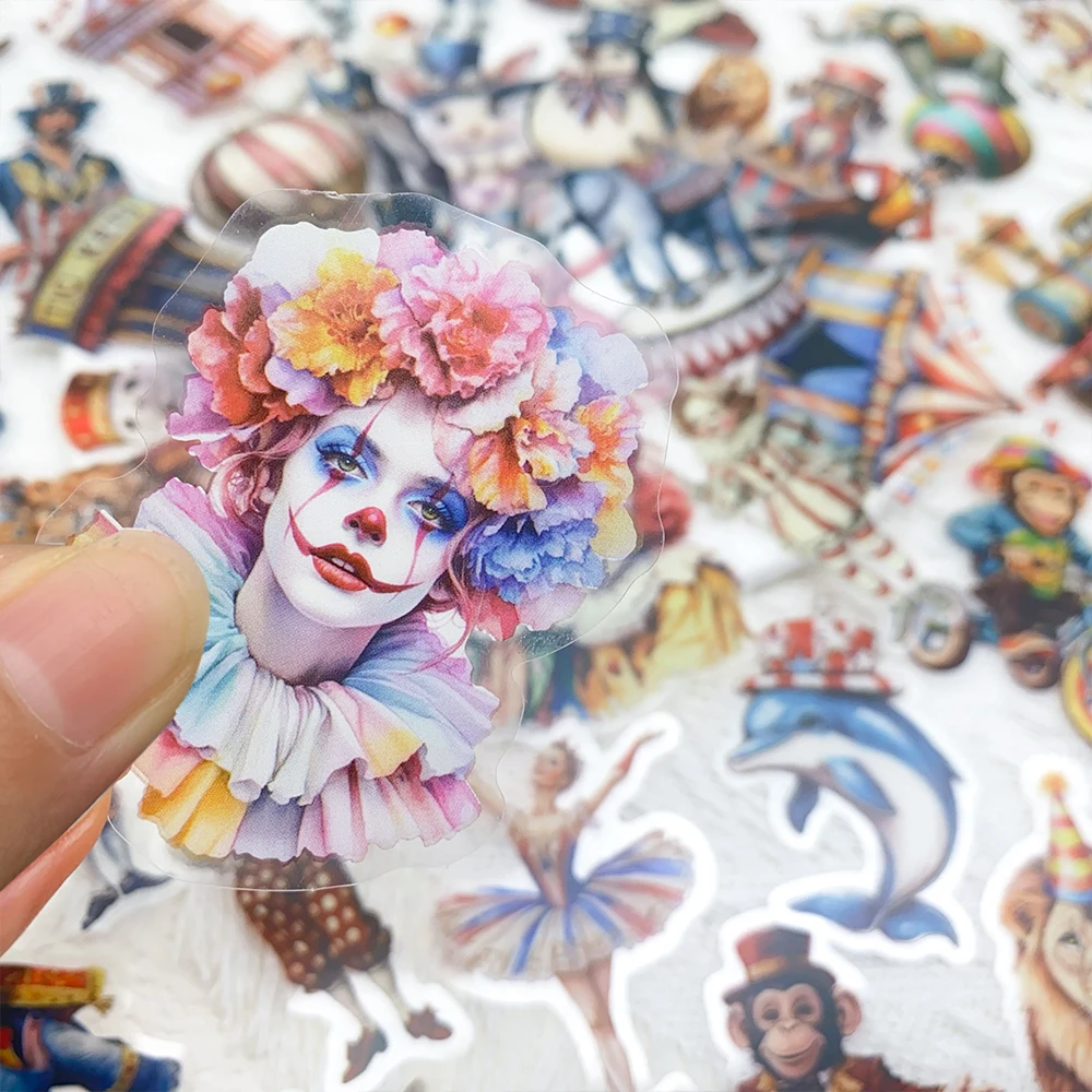 50 قطعة ملصقات الحيوانات الأليفة شفافة السيرك الشارات للهاتف المحمول دفتر سكيت الغيتار DIY بها بنفسك ملصقات الجمالية الهدايا الإبداعية