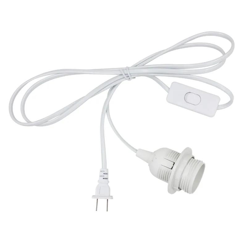 303 Button Switch Wire Plug+E27 Lamp Holder Plug Wire 1.8m Power Cord EU US Plug E27 Bulb Holder Plug Wire