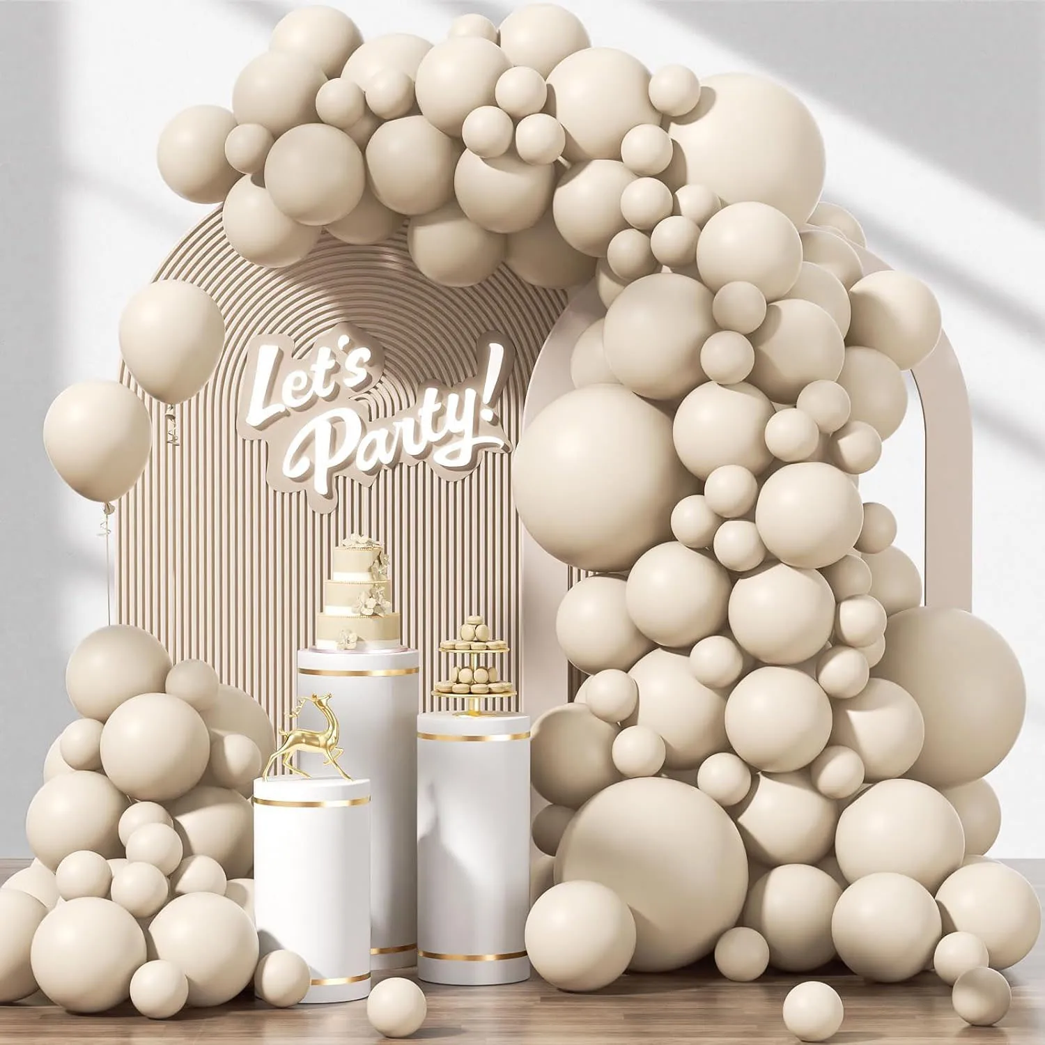 97Pcs White Sand Balloons Beige Balloon Arch Kit for Neutral Baby Bridal Shower Wedding Engagement Birthday Party Decorations