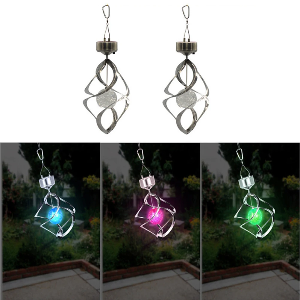 

Solar Wind Chime Light Colorful Hanging Diamond LED Garden Decorative Lights Spiral Design Energy Saving Outdoor Solar Powered
