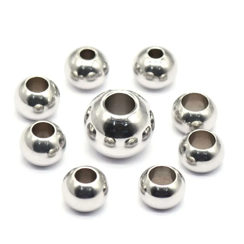 10-50Pcs 2 3 4 5 6 6 8 10 12mm Stainless Steel Beads Round Ball Loose Spacer Beads Accessories for DIY Bracelet Jewelry Making