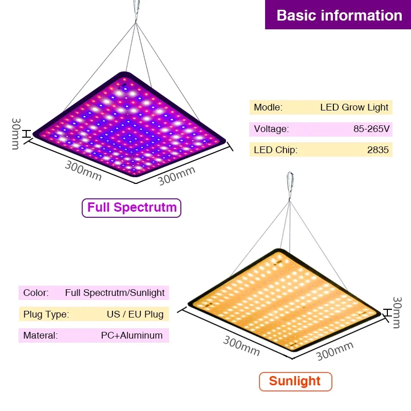 LED Full Spectrum Grow Light, Planta de interior Phyto Lâmpada para Estufa, Flor Vegetal Hidropônica Crescer Tenda, AC, 110V, 220V, 40W