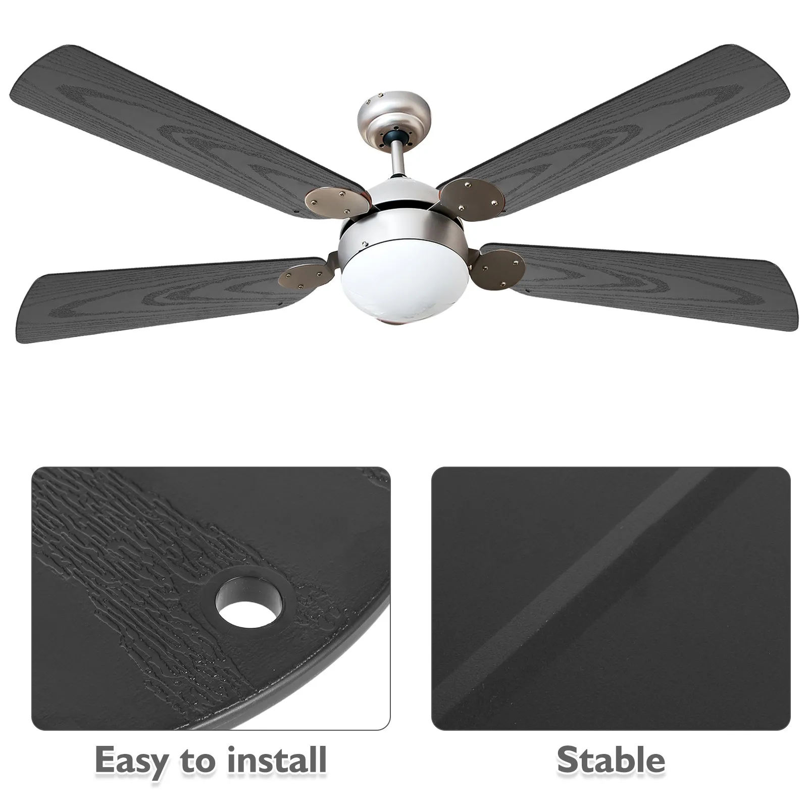 Plastic Ceiling Fan Blade Replacement Wood Grain Pattern Easy Install for Home Office School Industry Fan Blade Accessory