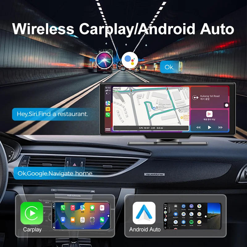 Maustor Factory in Stock Universal 10.26 Inch IPS Screen Wireless Carplay Android Auto Portable MP5 Multimedia Car Dvd Player