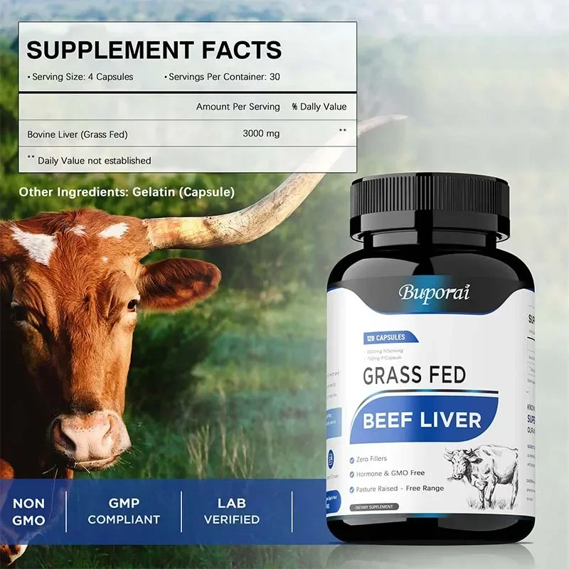 Grass Fed Beef Liver Capsules - Improves Skin Condition, Promotes Red Blood Cell Production, Aids Digestion, Enhances Immunity