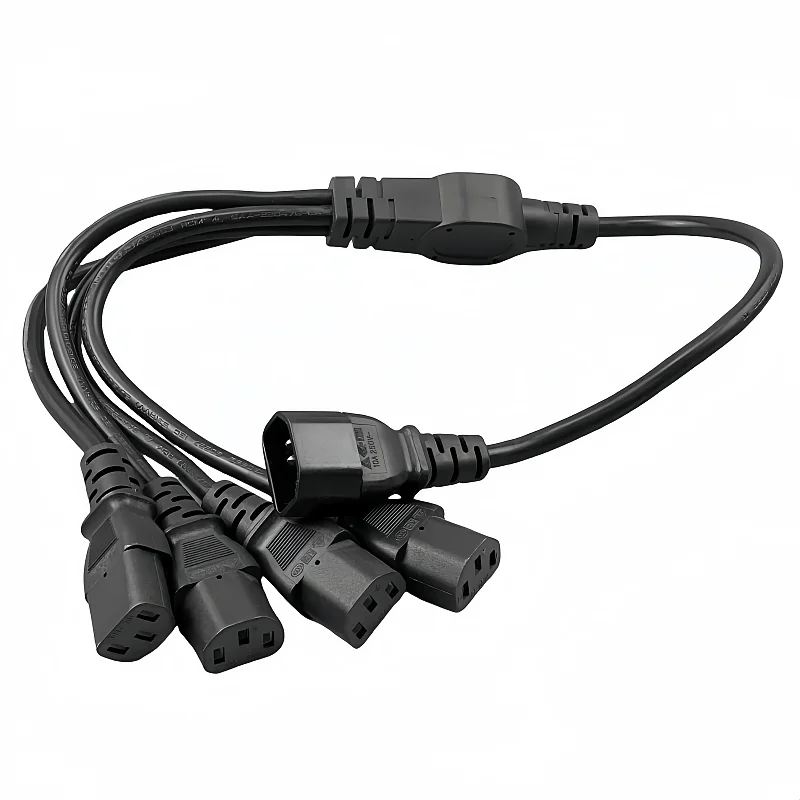 High Quality IEC 320 C14 Male Plug to 4XC13 Female Y Type Splitter Power Cord C14 to 4 x C13 250V/10A