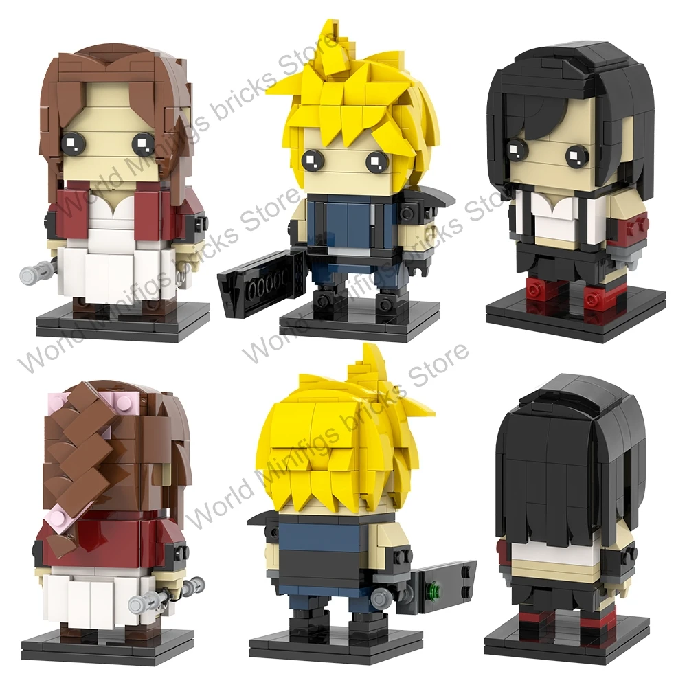 MOC FF Game Figure Brick Tifa Cloud Aerith Shinra Heads Compatible Building Blocks Friends Gift Toys For Children Adult Ornament