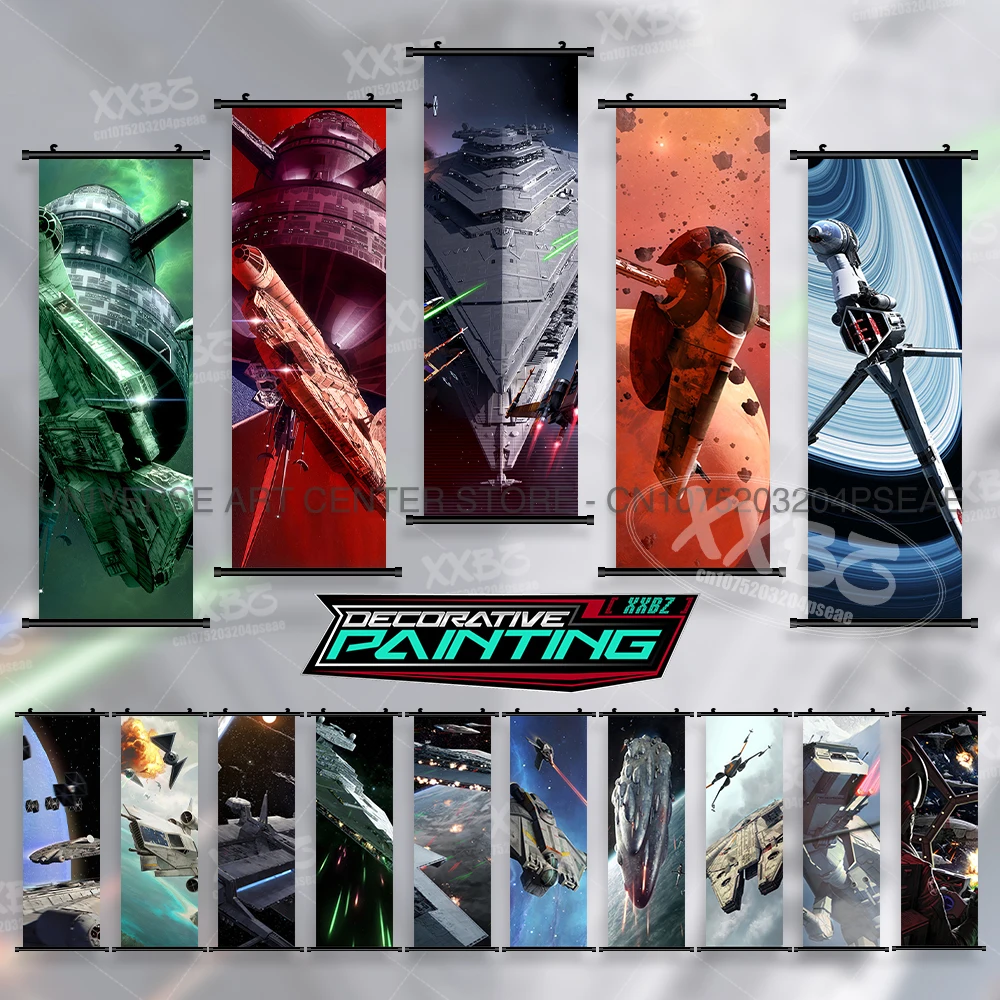 

Star Wars Posters Millennium Falcon Wall Art Canvas X-WING Scrolls Pictures Snowspeeder Hanging Painting Movie Home Decoration