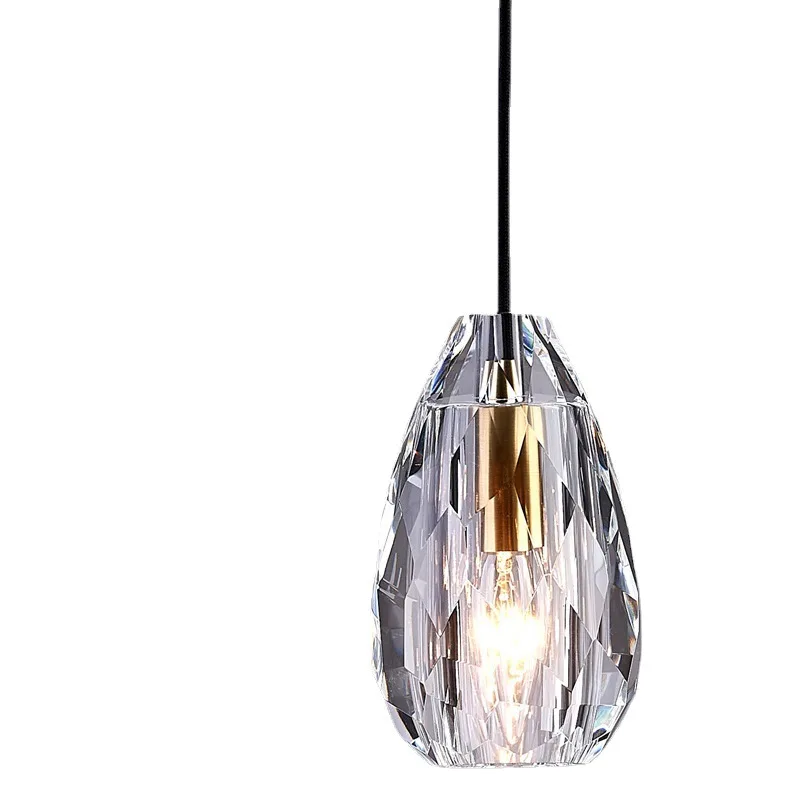 

Nordic all-copper crystal dining room chandelier modern simple light luxury living bedroom bedside small chandelier bar lamp