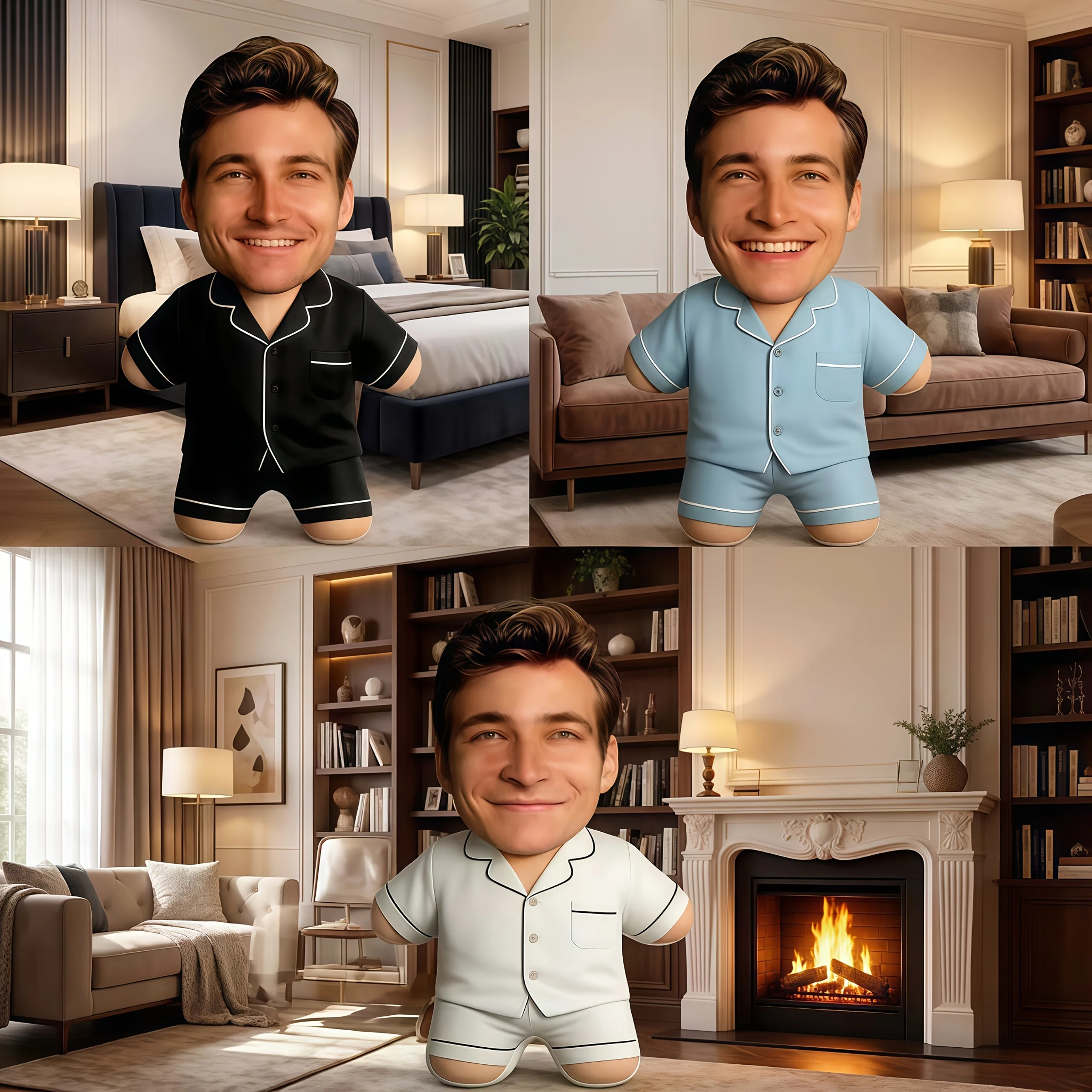 Custom Multi-Photo Ugly Pillow, Personalized Face Printed Double-Layer Cushion for Body - Custom Personalized Couple Throw Pillo
