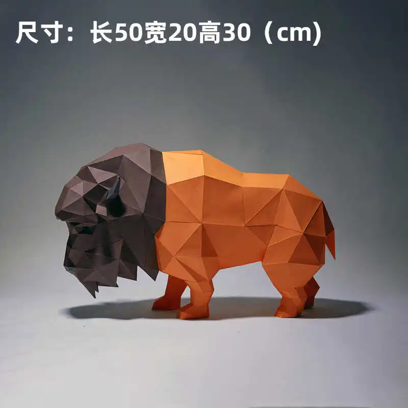 

50 см американский зубр 3D бумажная модель украшения для дома и комнаты DIY оригами украшение комнаты ручной работы ремесло низкая полиэтиленовая скульптура реквизит